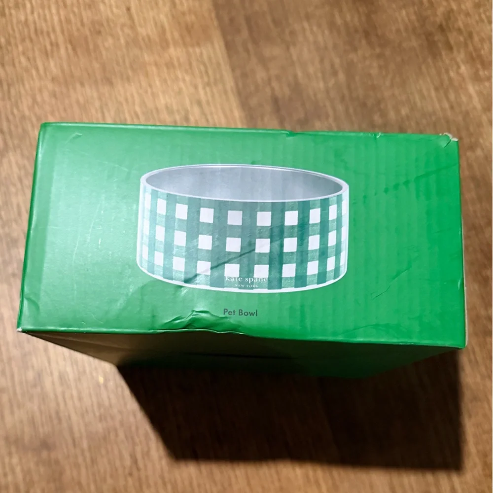 Kate Spade Green Plaid dog bowl